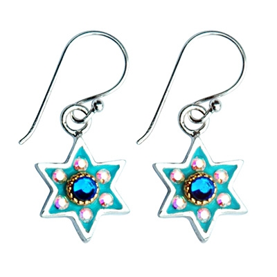 Enamel with Swarovsky crystals Star of David Earrings